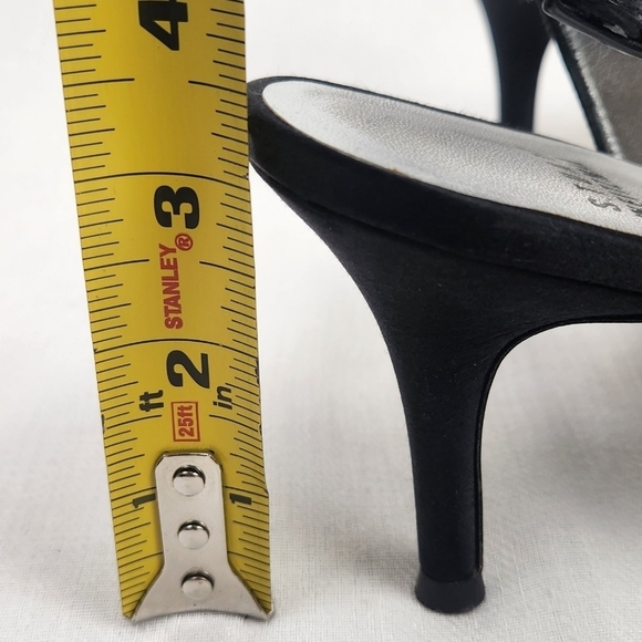 Stuart Weitzman Black Peep Toe Sparkle Bow Heel Pumps - Picture 9 of 10